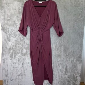 Pink Lily Midi Dress‎ Womens Sz Medium Twist Elegant Pink Modal Fabric Feminine